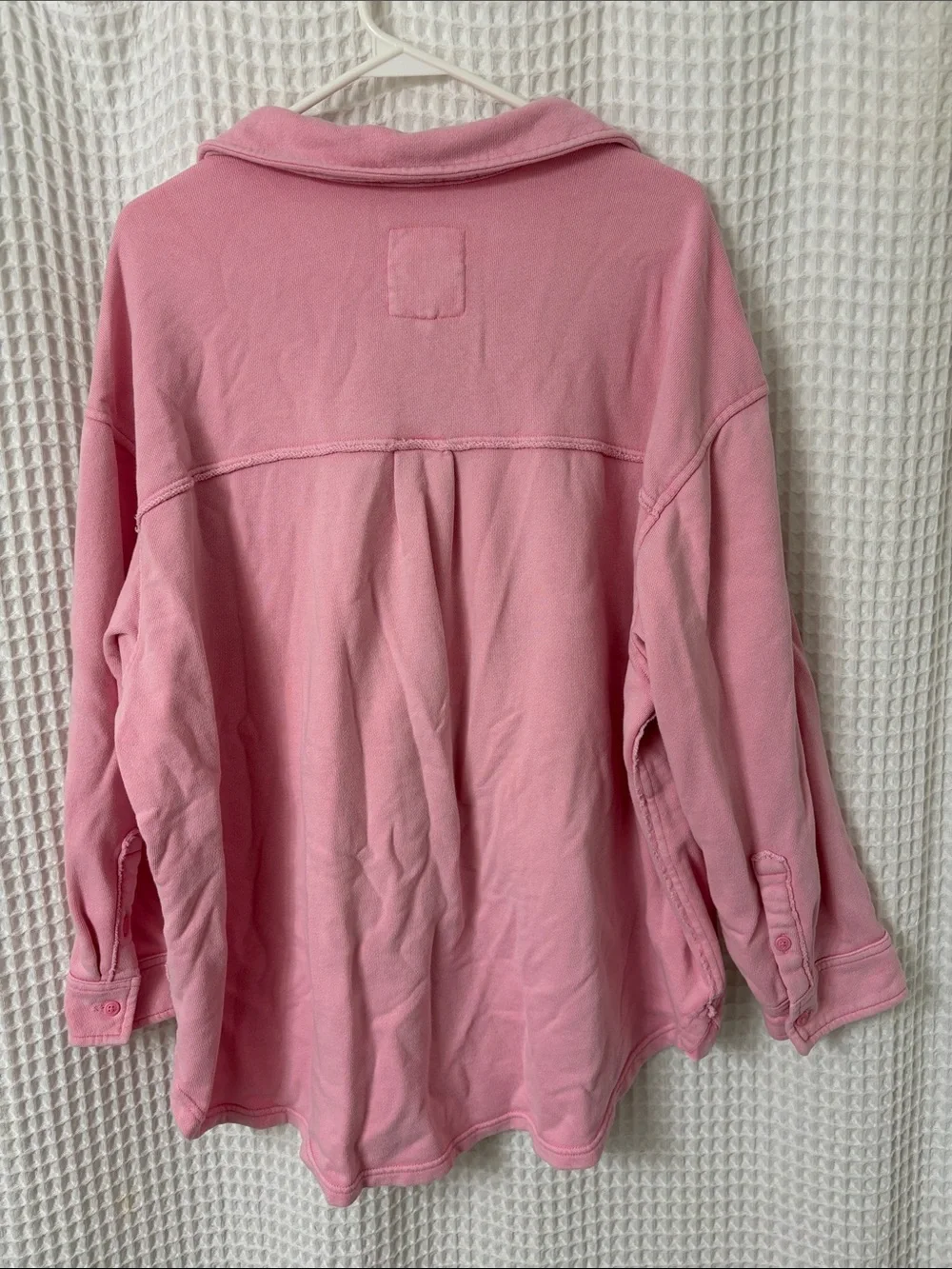 Aerie Lumber Jane Oversized Pink French Terry Shirt Button Down Womens Medium - Picture 5 of 5